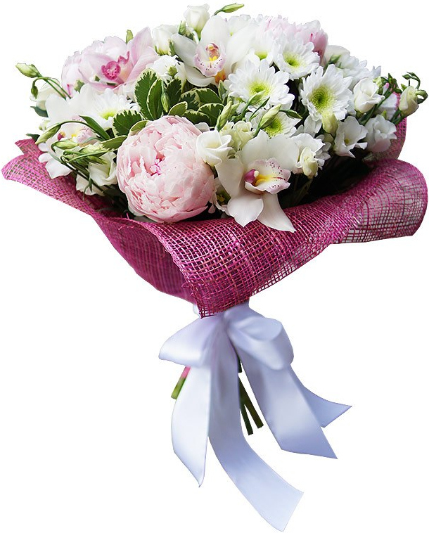 Букет из пионов и орхидей Букет «Девичья нежность»